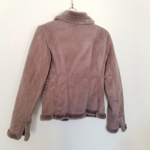 ANN TAYLOR Brown Button Up Shearling Coat - Picture 3 of 11